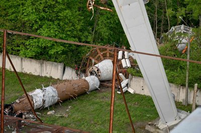 Sugriautas Charkivo TV bokštas