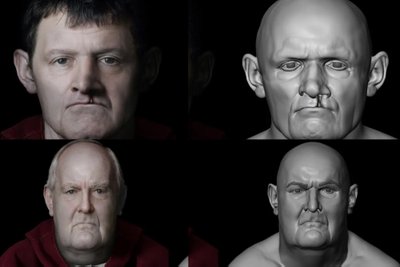 Škotijoje dirbantis kaukolių ir veidų antropologas Chrisas Rynnas, naudodamasis įvairiomis technologijomis ir rankiniais metodais, rekonstravo tris kaukoles. Ch. Rynn nuotr.