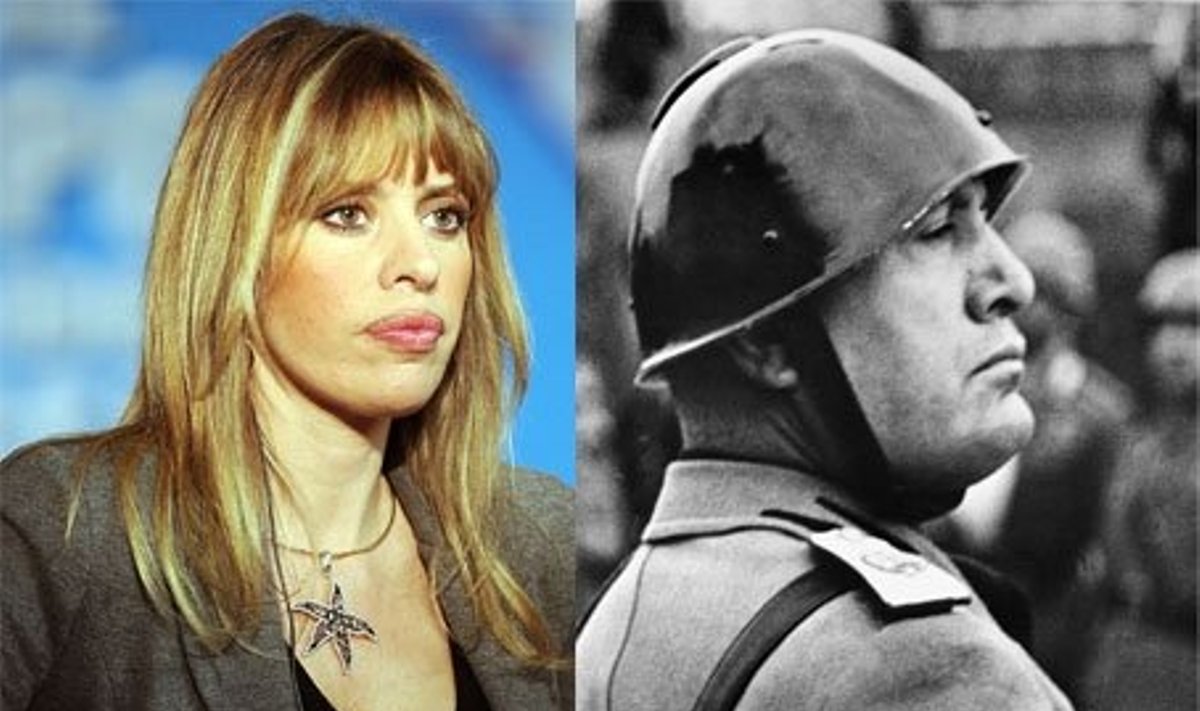 Alessandra Mussolini ir Benito Mussolini AFP/Scanpix ir AP/Scanpix nuotr.