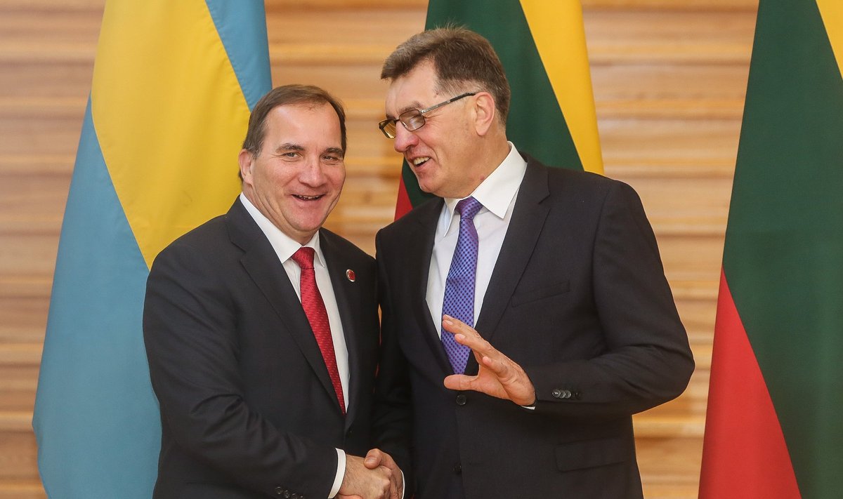 Sweden's Prime Minister Stefan Löfven and Lithuania's Algirdas Butkevičius