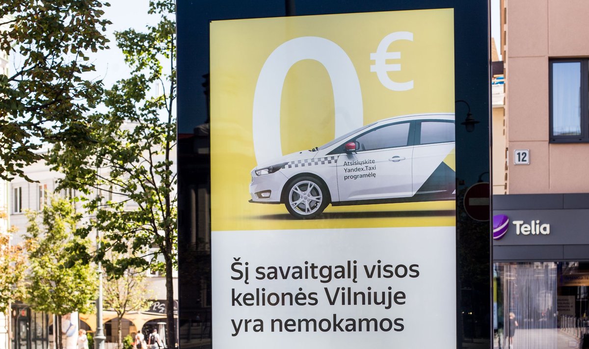 Yandex Taxi ad in in Vilnius