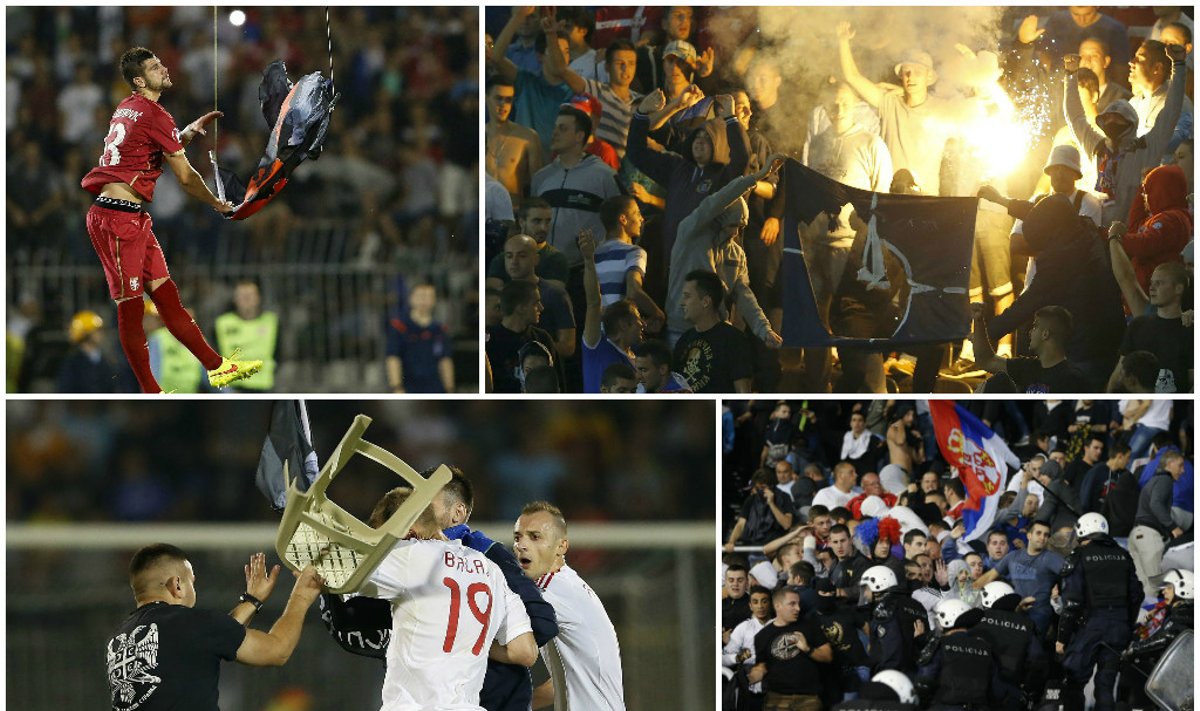 Belgrade – chaosas: muštynės, sudeginta NATO vėliava ir nutrauktos UEFA rungtynės