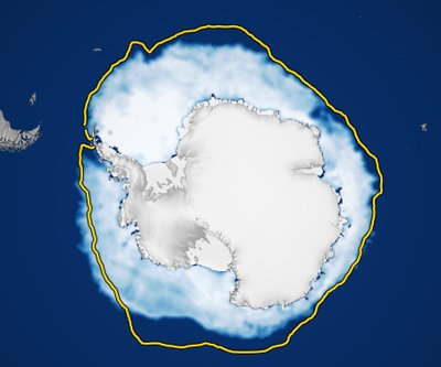Antarktidos ledo pokyčiai.