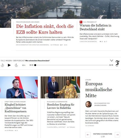 Straipsnis apie Lietuvą naujienų portale „Frankfurter Allgemeine Zeitung“