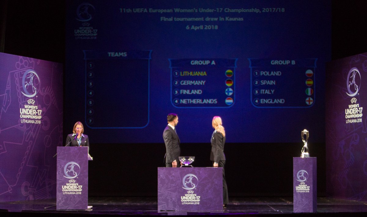 Europos merginų (U17) futbolo čempionato burtų traukimo ceremonija (LFF/E. Kniežausko nuotr.)