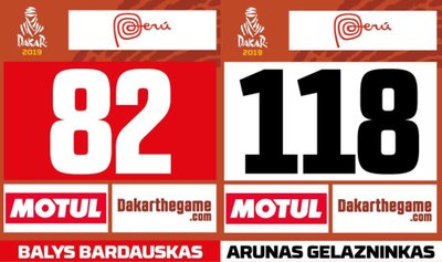 Balio Bardausko ir Arūno Gelažninko numeriai 2019-ųjų Dakaro ralyje