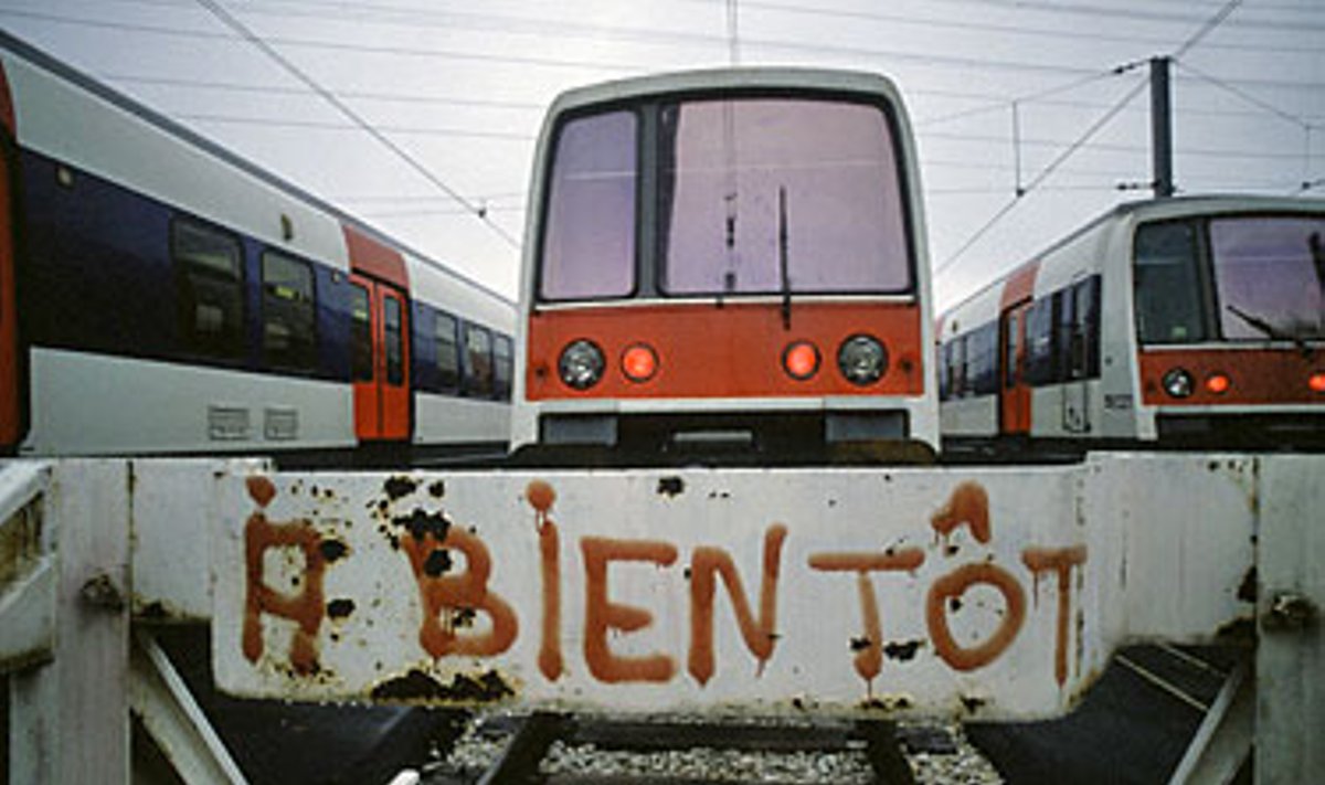 Streikas traukinių stotyje. Prancūzija