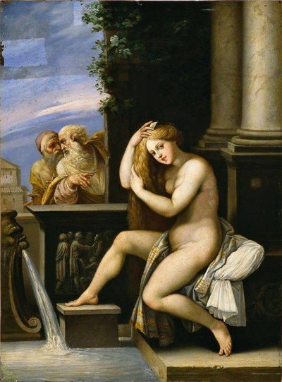 Zuzana ir seniai.  Giuseppe Cezari paveikslas iš von der Roppų kolekcijos (Nacionalinis M. K. Čiurlionio dailės muziejus)