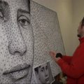 Jaunojo V. Putino portretas iš vinių ir siūlų - Kirgizijos menininko dovana