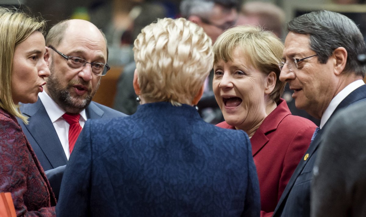 D. Grybauskaitė, F. Mogherini, M. Schultzas, A. Merkel, N. Anastasiades