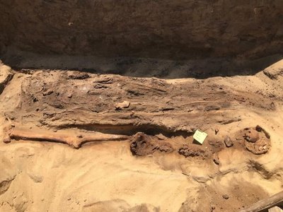 Archeologai Egipte aptiko kelias senovines mumijas, kurioms toje vietoje, kur turėjo būti liežuvis, buvo įdėtos auksinės plokštelės. The Egyptian Ministry of Tourism and Antiquities nuotr.