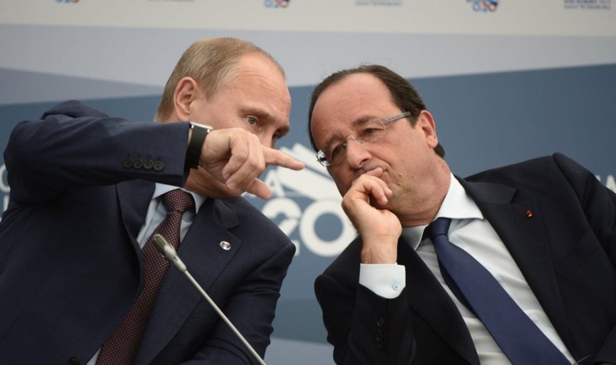 Vladimiras Putinas ir Francois Hollande'as