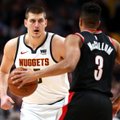 Naują klubo rekordą pasiekęs Jokičius ir „Nuggets“ nustūmė „Trail Blazers“ ant prarajos krašto