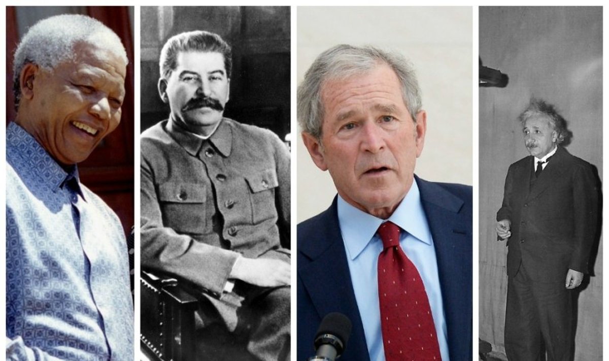 N. Mandela, J. Stalinas, G. Bushas ir A. Einsteinas