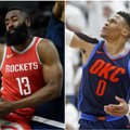 „Rockets“ pelnė 50 taškų per kėlinį ir atsidūrė greta pusfinalio, „Jazz“ naujokas pranoko „Thunder“ žvaigždes