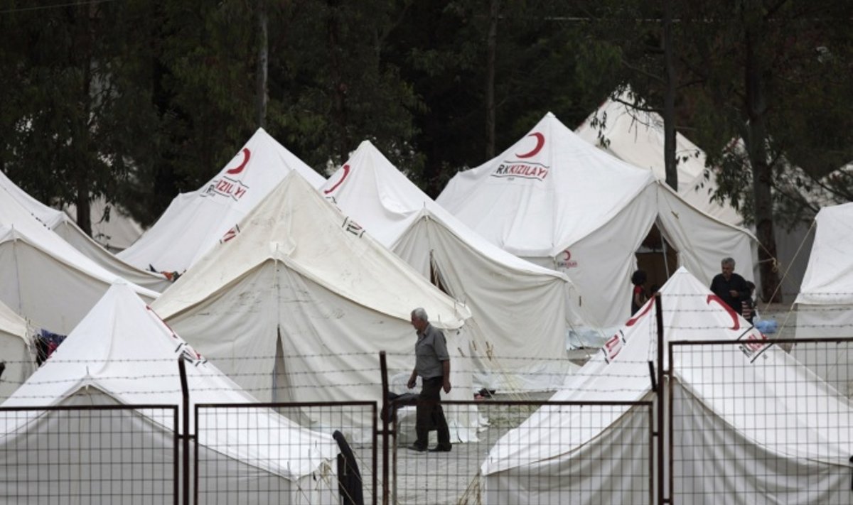 Pabėgėlių stovykla Turkijoje netoli Sirijos sienos