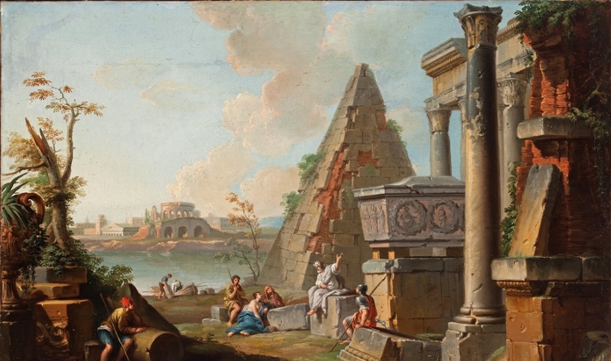 Dž.P.Paninis "Antikinės Romos griuvėsiai su Cestijaus piramide"