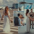 Meilė iki debesų – vilniečių pora susituokė oro uoste: šventės svečiai braukė ir džiaugsmo, ir juoko ašaras