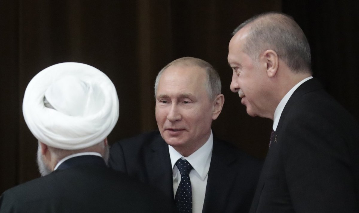 Vladimiras Putinas, Hassanas Rouhani, Recepas Tayyipas Erdoganas 