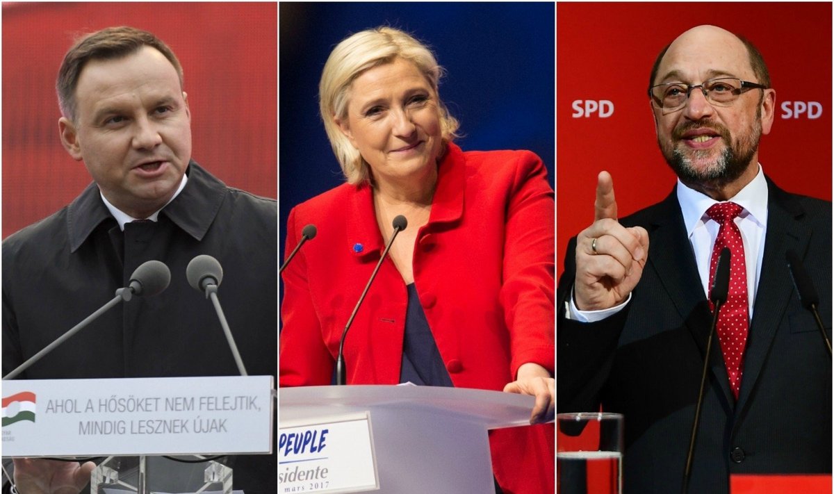 A. Duda, M. Le Pen, M. Schulzas