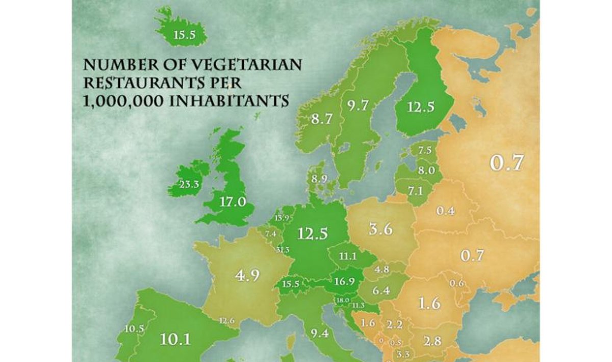 Liczba wegetariańskich restauracji. Foto: jakubmarian.com