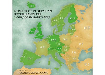 Liczba wegetariańskich restauracji. Foto: jakubmarian.com