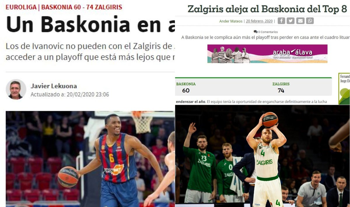 Ispanijos žiniasklaidos apžvalga po "Baskonia" ir "Žalgirio" mūšio