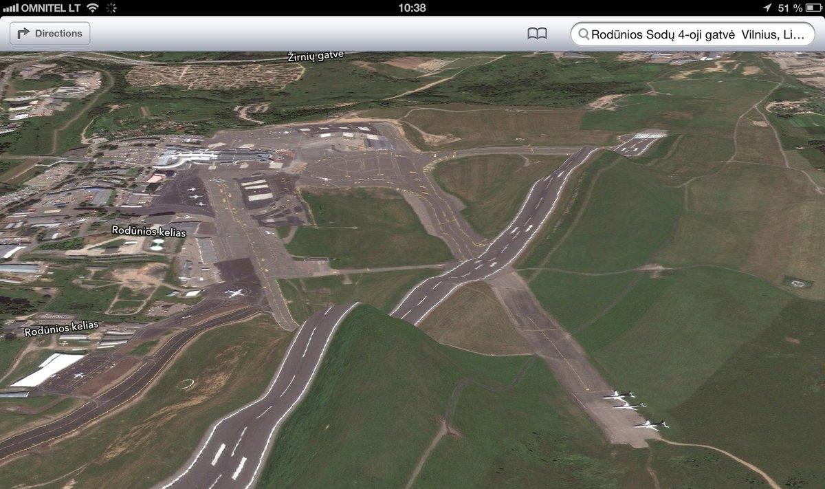 Vilniaus oro uostas "Apple" žemėlapyje
