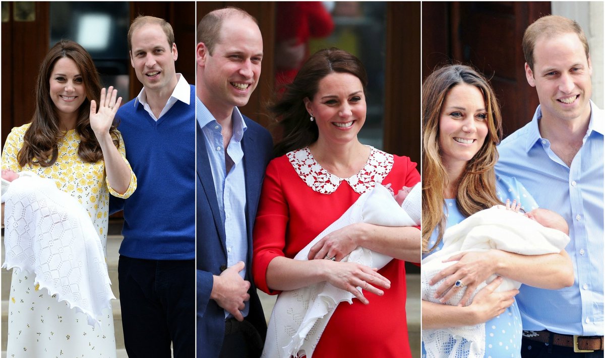 Kate Middleton ir princas Williamas iškart po gimdymų