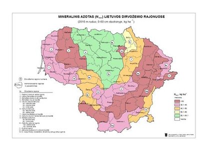 Mineralinis azotas Lietuvos dirvožemio rajonuose 