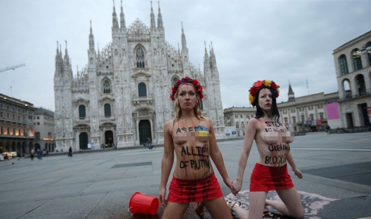 "Femen" aktyvistės Milane prieš V. Putino vizitą