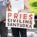 Protest against civil union law held near Seimas