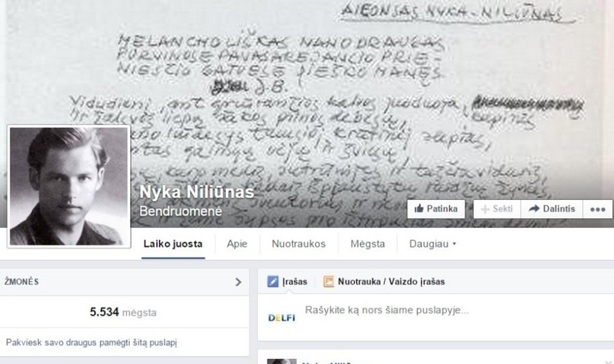 Alfonso Nykos-Niliūno kūrybai skirtas puslapis