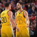 „Warriors“ snaiperiai Curry ir Thompsonas gali praleisti pirmąsias serijos su „Rockets“ rungtynes