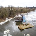 Floating restaurant torn from mooring by thawing ice on Neris in Vilnius