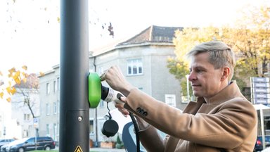 Electric vehicle charging stations mounted on light poles have been introduced in Vilnius