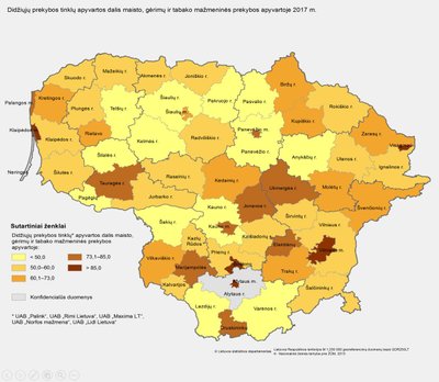 Prekybos tinklų koncentracijos žemėlapis