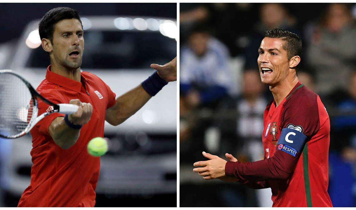 Novakas Djokovičius ir Cristiano Ronaldo (Reuters/AFP)