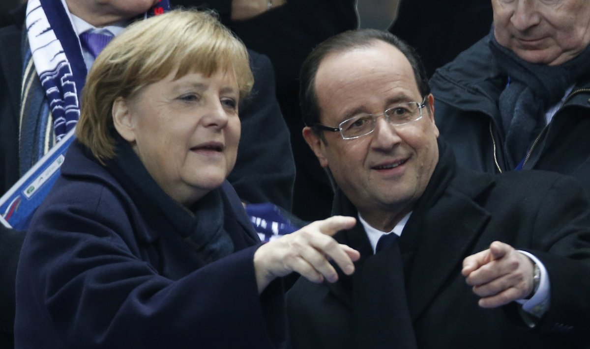 Angela Merkel ir Francois Hollande'as