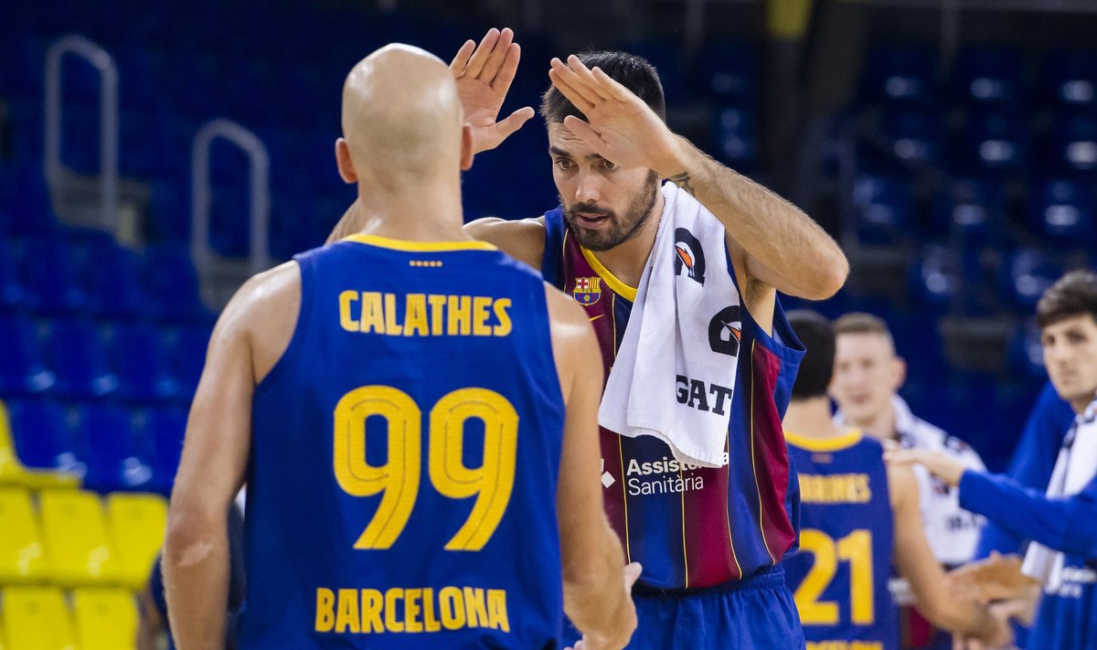 Nickas Calathesas ir Pierre'as Oriola (Barca Basket Twitter nuotr.)