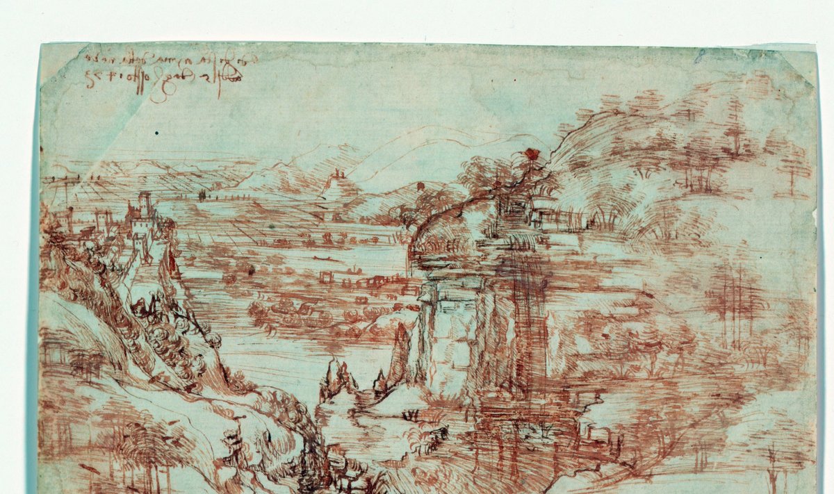 Vienas ankstyvųjų L. da Vinci piešinių „Peizažas (8P)“