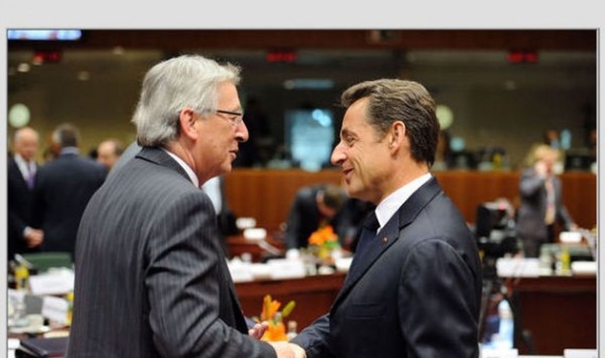 Liuksemburgo premjeras Jeanas - Claude Junckeris ir Prancūzijos prezidentas Nicolas Sarkozy