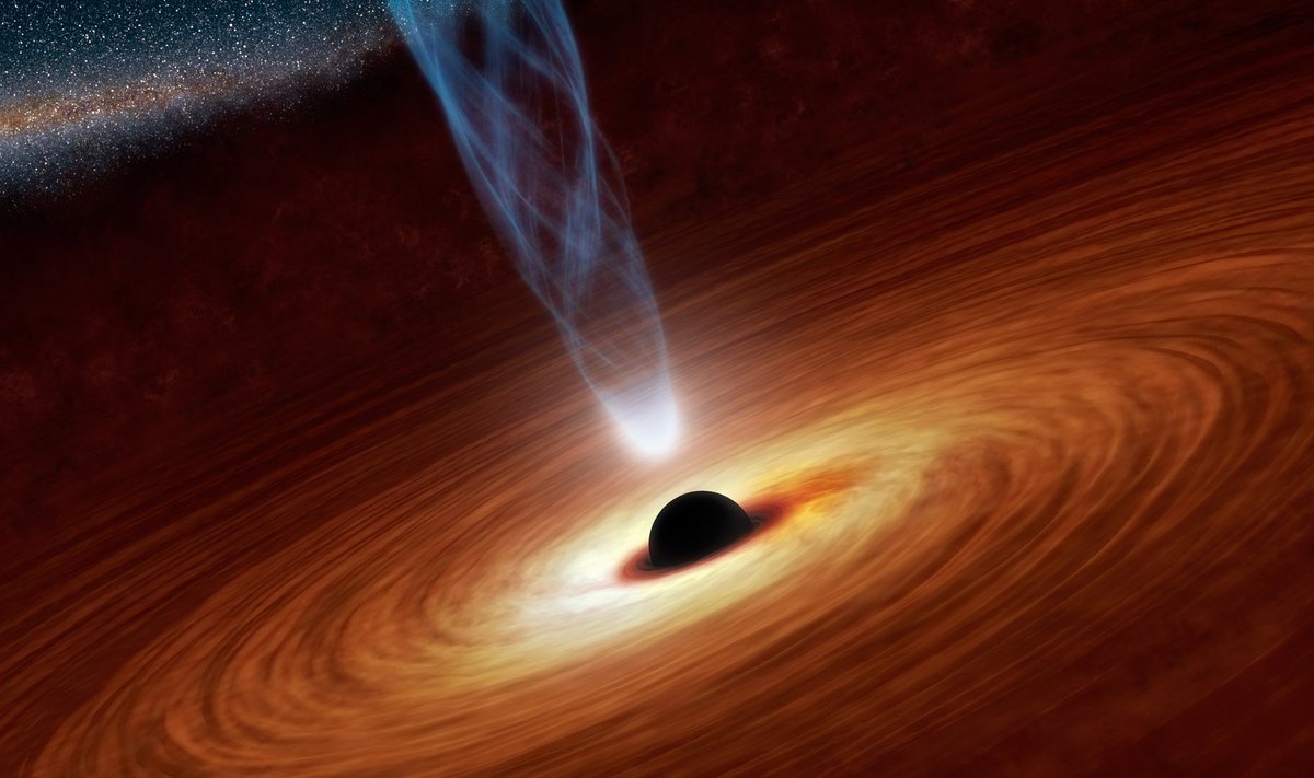 Taip menininkas įsivaizduoja gama spindulių pliūpsnį iš juodosios skylės