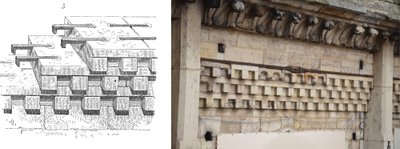 Paryžiaus Dievo Motinos katedros statybų metu naudotos metalinės kabės. M. L’Héritier et al./PLOS One nuotr.
