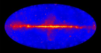 Dangaus skliautas, Paukščių tako galaktika ir kiti kosminiai dariniai užfiksuoti  NASA Fermi Gamma-ray kosminiu teleskopu. NASA/DOE/Fermi LAT nuotr.