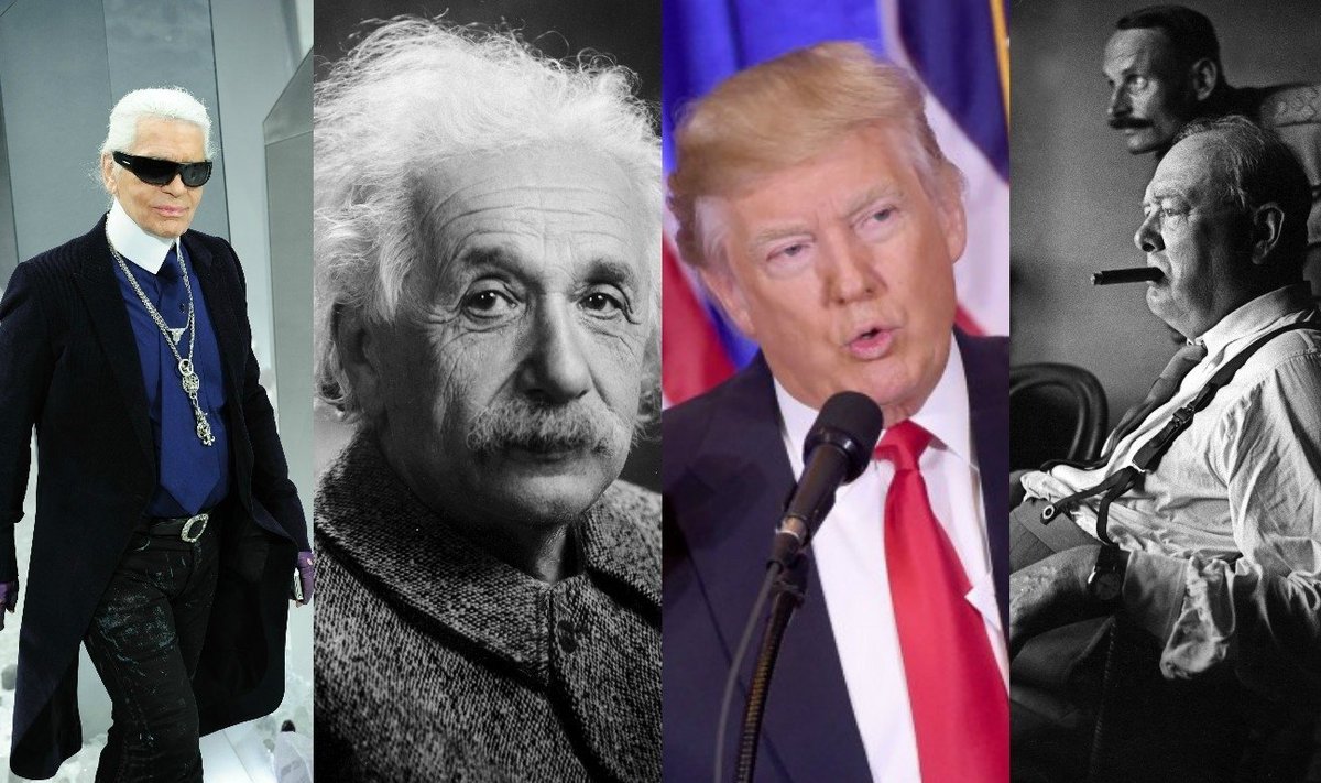 K. Lagerfeldas, A. Einsteinas, D. Trumpas, W. Churchillis