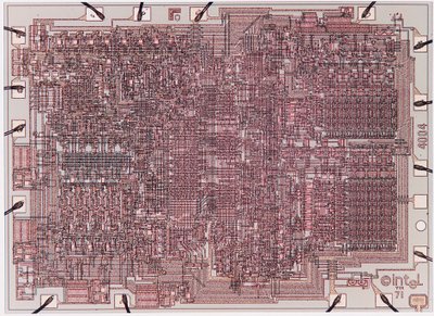 "Intel 4004" procesoriaus mikroschemos nuotrauka