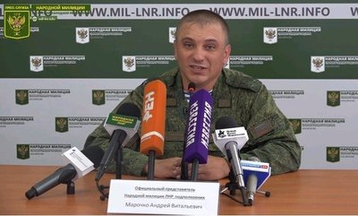 Apsišaukėliškos prorusiškų separatistų kontroliuojamos „Luhankso liaudies respublikos“ atstovas, papulkininkis Andrejus Maročko