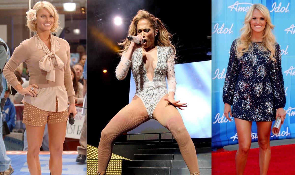Jessica Simpson, Jennifer Lopez, Carrie Underwood - gali didžiuotis tobulo grožio kojomis.