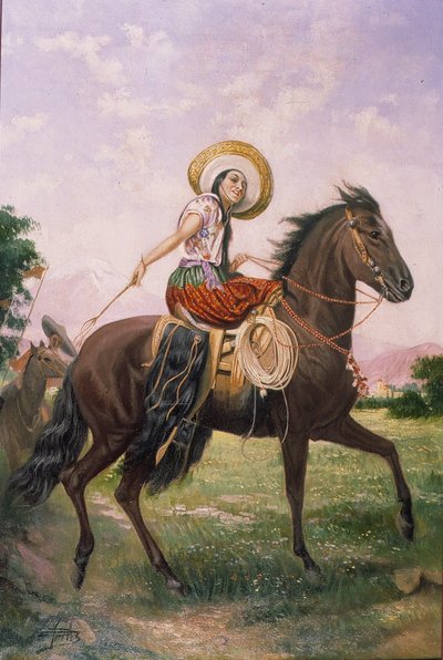 Mergina ant žirgo